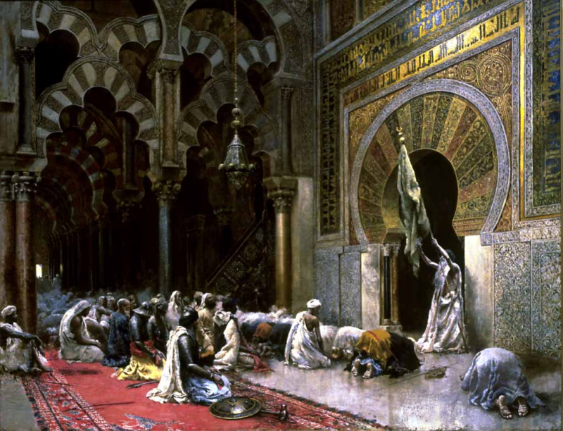 هنر عید فطر: ادوین لرد ویکز، داخل یک مسجد در کوردوبا، حدود ۱۸۸۰، موزه هنر والترز، بالتیمور، ایالات متحده.